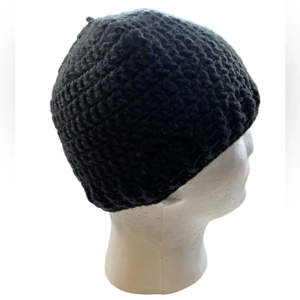 NWOT Unisex Handmade Crochet Beanie Hat - Black